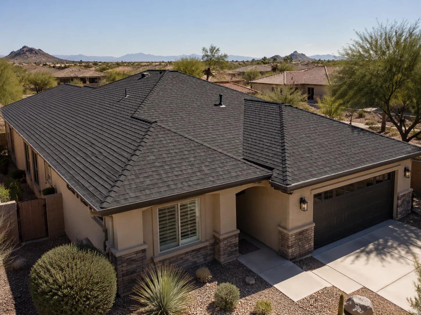 Completed residential roofing system on an Arizona home