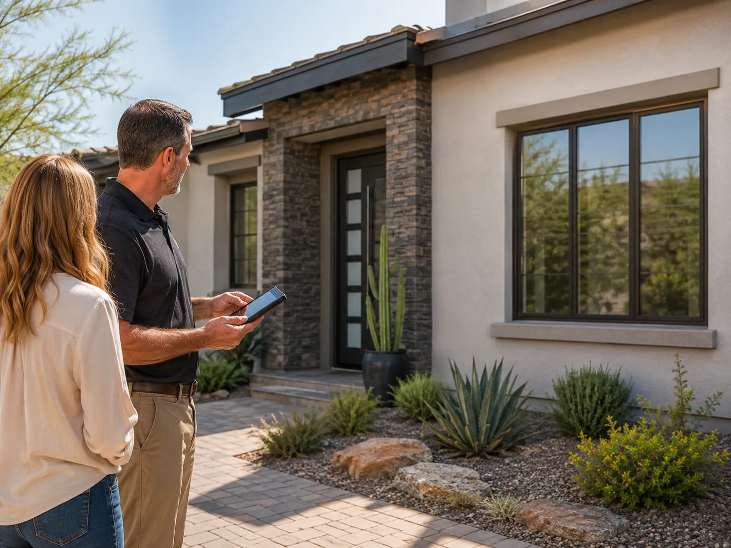 Homeowners reviewing remodeling samples with a consultant