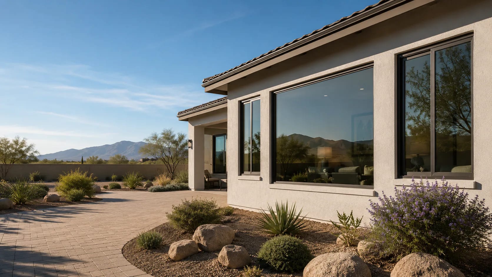 Large replacement windows on an Arizona home